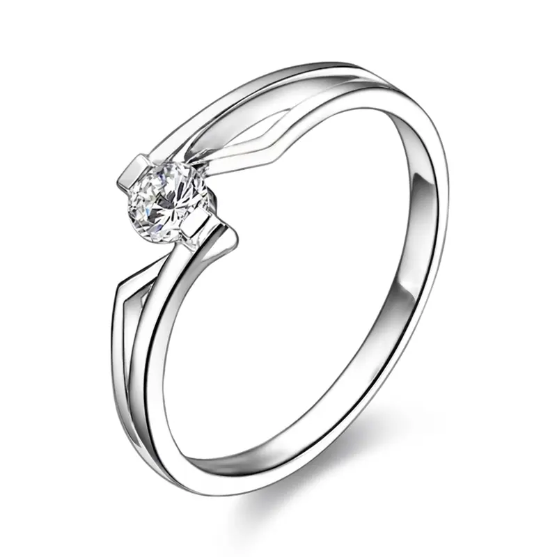 14K white gold Tension Set Elegant Solitaire Promise Ring (0.08ct. tw.) - alternate view 3