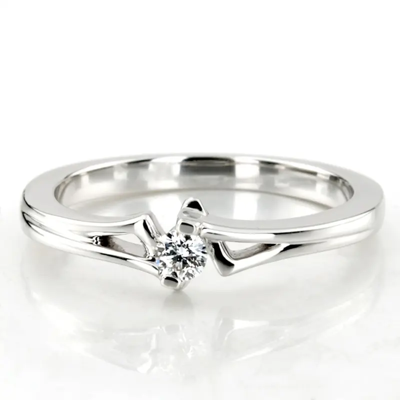 14K white gold Tension Set Elegant Solitaire Promise Ring (0.08ct. tw.) - alternate view 2