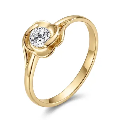 Floral Tension Set Diamond Solitaire Promise Ring (0.12ct. tw)