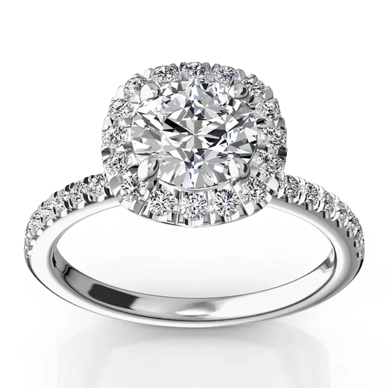 14K white gold Hand Forged Micro Pave Set Diamond Engagement Ring (1/2 ct. tw.) - main view