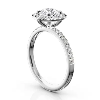 14K white gold Hand Forged Micro Pave Set Diamond Engagement Ring (1/2 ct. tw.) - alternate view 4 thumbnail