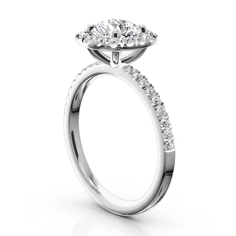 14K white gold Hand Forged Micro Pave Set Diamond Engagement Ring (1/2 ct. tw.) - alternate view 4