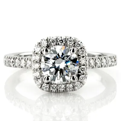 14K white gold Hand Forged Cushion Halo Engagement Ring (1/3 ct. tw.) - alternate view 10 thumbnail