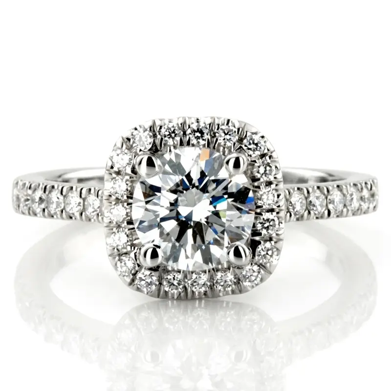 14K white gold Hand Forged Cushion Halo Engagement Ring (1/3 ct. tw.) - alternate view 10