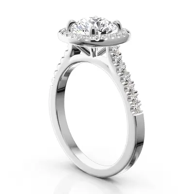 14K white gold Hand Forged Cushion Halo Engagement Ring (1/3 ct. tw.) - alternate view 7 thumbnail
