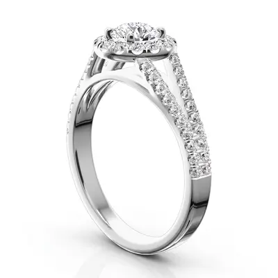 14K white gold Split Shank Halo Diamond Engagement Ring (1/2 ct. tw.) - alternate view 5 thumbnail