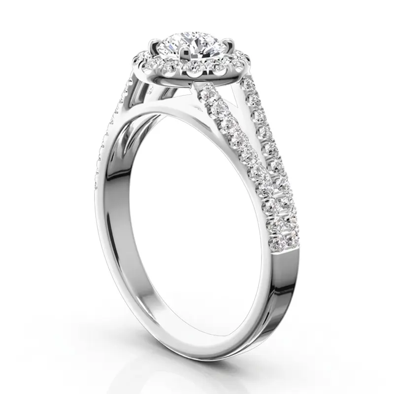 14K white gold Split Shank Halo Diamond Engagement Ring (1/2 ct. tw.) - alternate view 5