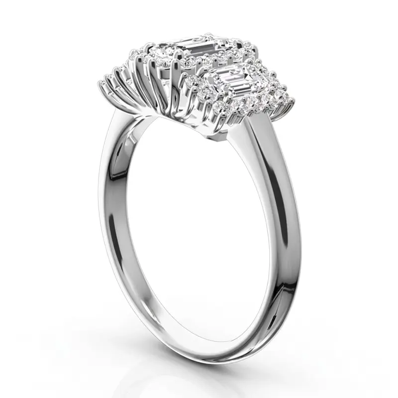 14K white gold Past Present Future Halo Diamond Engagement Ring (1.10 ct. tw.) - alternate view 5