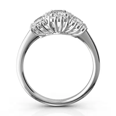 14K white gold Past Present Future Halo Diamond Engagement Ring (1.10 ct. tw.) - alternate view 3 thumbnail