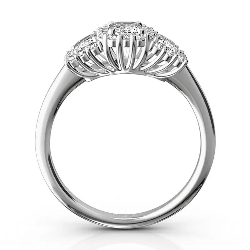 14K white gold Past Present Future Halo Diamond Engagement Ring (1.10 ct. tw.) - alternate view 3
