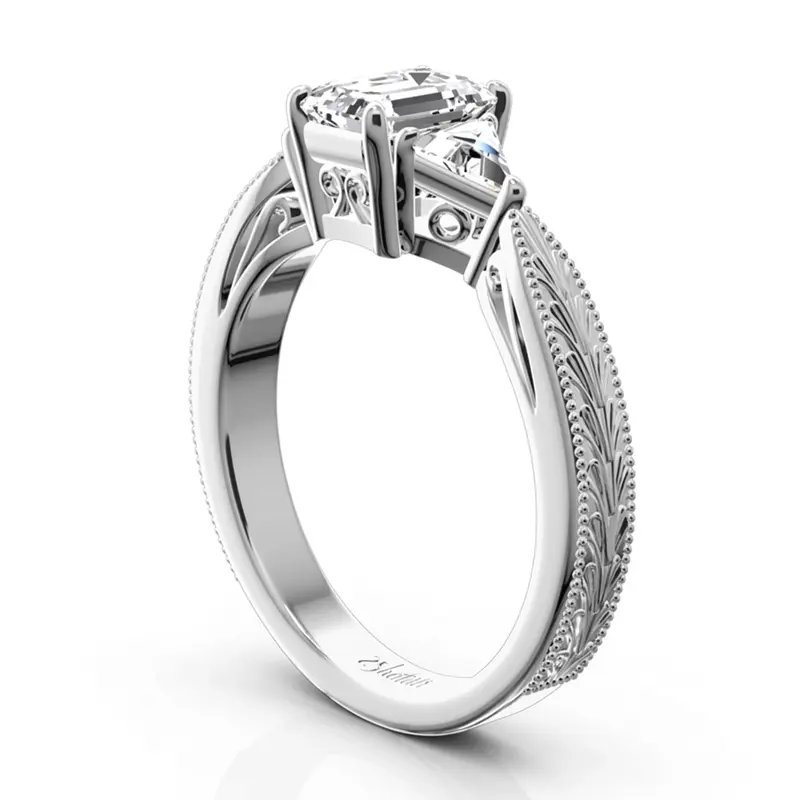 14K white gold Antique Design Three Stone Diamond Engagement Ring (1/2 ct. tw.) - alternate view 10