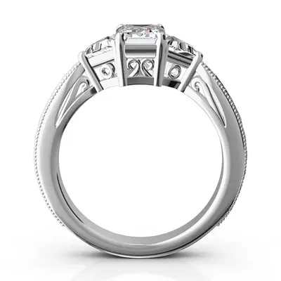 14K white gold Antique Design Three Stone Diamond Engagement Ring (1/2 ct. tw.) - alternate view 5 thumbnail