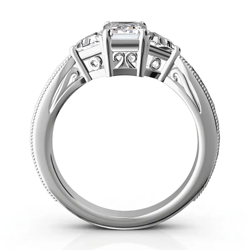 14K white gold Antique Design Three Stone Diamond Engagement Ring (1/2 ct. tw.) - alternate view 5