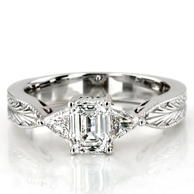 14K white gold Antique Design Three Stone Diamond Engagement Ring (1/2 ct. tw.) - alternate view 6