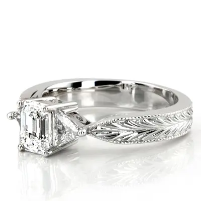 14K white gold Antique Design Three Stone Diamond Engagement Ring (1/2 ct. tw.) - alternate view 7 thumbnail