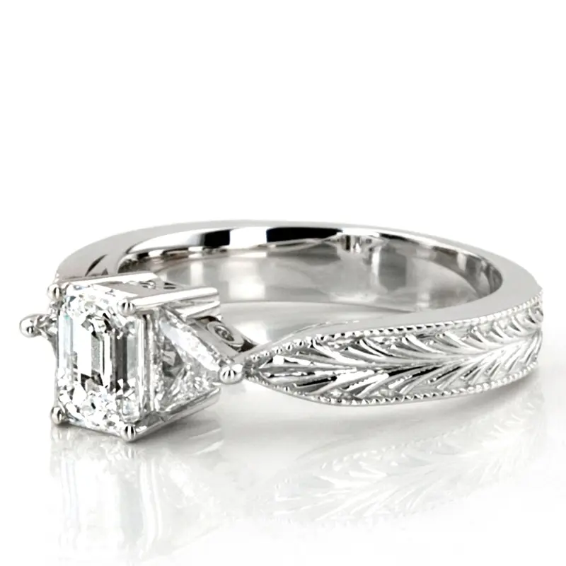 14K white gold Antique Design Three Stone Diamond Engagement Ring (1/2 ct. tw.) - alternate view 7