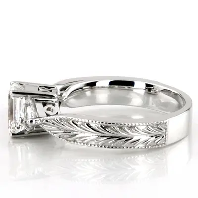 14K white gold Antique Design Three Stone Diamond Engagement Ring (1/2 ct. tw.) - alternate view 8 thumbnail