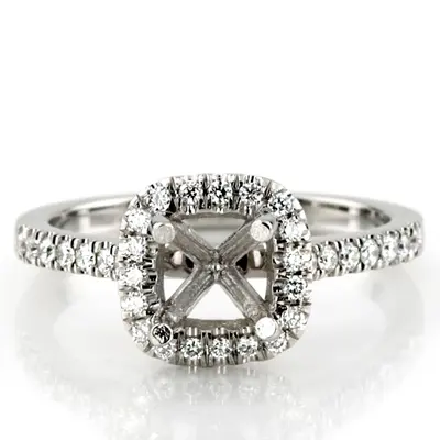 14K white gold Hand Forged Cushion Halo Engagement Ring (1/3 ct. tw.) - alternate view 8 thumbnail