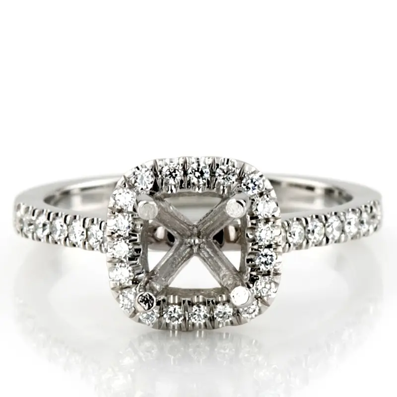 14K white gold Hand Forged Cushion Halo Engagement Ring (1/3 ct. tw.) - alternate view 8