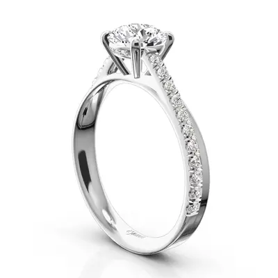 14K white gold Micro Pave Set 4-Prong Center Diamond Engagement Ring (1/3 ct. tw.) - alternate view 4 thumbnail