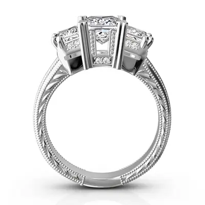14K white gold Antique Affection Engraved Diamond Engagement Ring (3/4+ ct. tw.) - alternate view 15 thumbnail