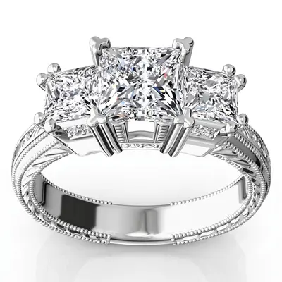 14K white gold Antique Affection Engraved Diamond Engagement Ring (3/4+ ct. tw.) - alternate view 14 thumbnail