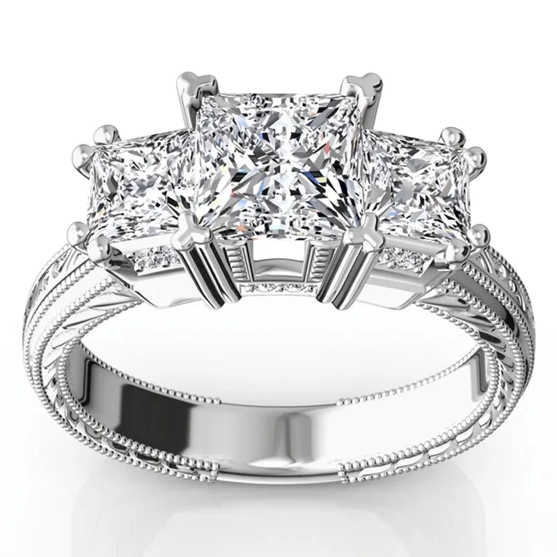 14K white gold Antique Affection Engraved Diamond Engagement Ring (3/4+ ct. tw.) - alternate view 14
