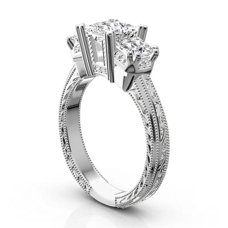 14K white gold Antique Affection Engraved Diamond Engagement Ring (3/4+ ct. tw.) - alternate view 13