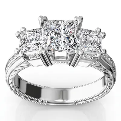 14K white gold Antique Affection Engraved Diamond Engagement Ring (3/4+ ct. tw.) - alternate view 12 thumbnail