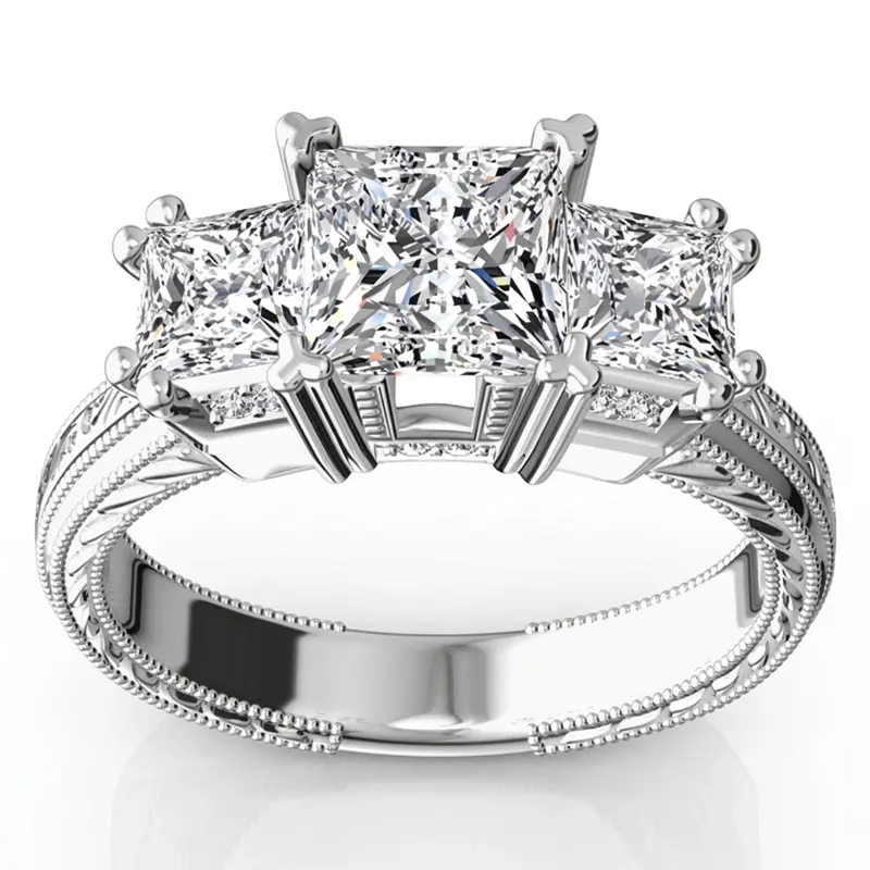14K white gold Antique Affection Engraved Diamond Engagement Ring (3/4+ ct. tw.) - alternate view 12
