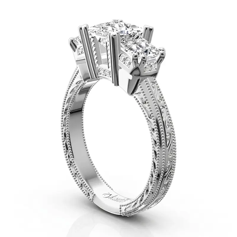 14K white gold Antique Affection Engraved Diamond Engagement Ring (3/4+ ct. tw.) - alternate view 11