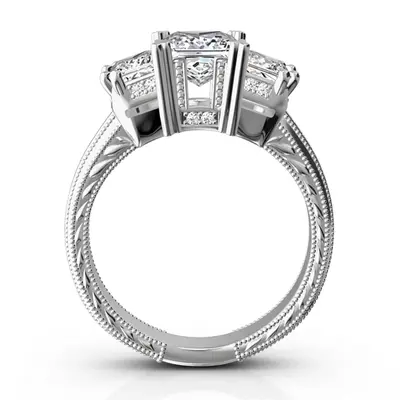 14K white gold Antique Affection Engraved Diamond Engagement Ring (3/4+ ct. tw.) - alternate view 10 thumbnail