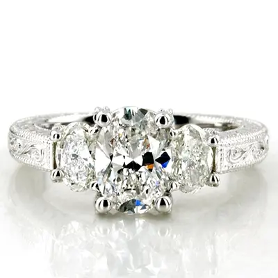 14K white gold Antique Three Stone Engagement Ring (0.70ct. tw.) - alternate view 16 thumbnail
