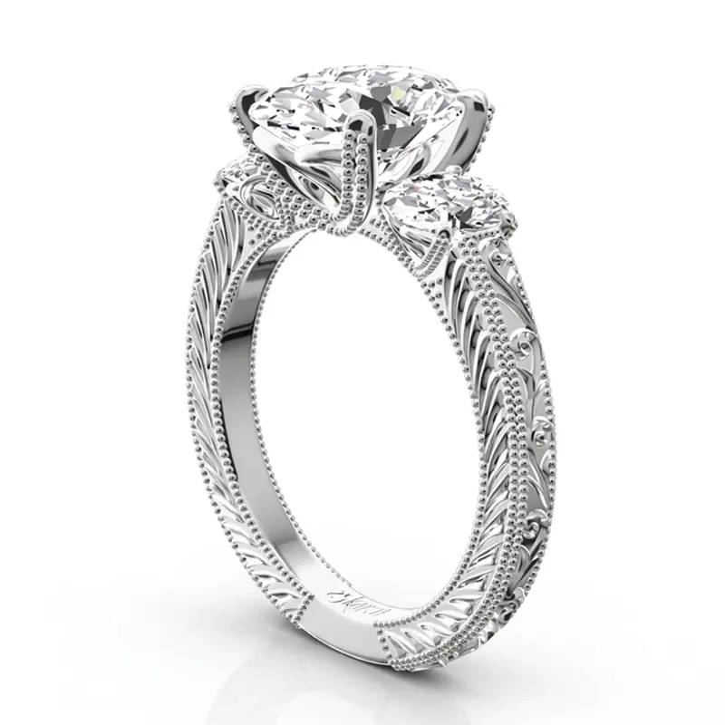 14K white gold Antique Three Stone Engagement Ring (0.70ct. tw.) - alternate view 13