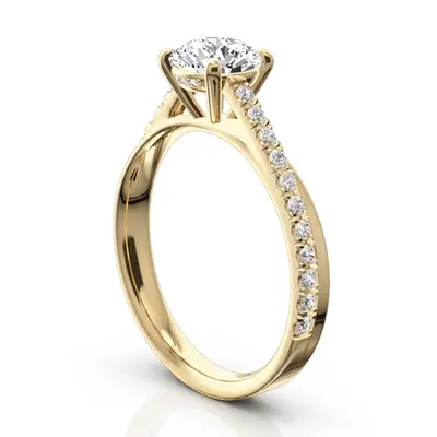 14K white gold Micro Pave Set 4-Prong Center Diamond Engagement Ring (1/3 ct. tw.) - alternate view 6 thumbnail