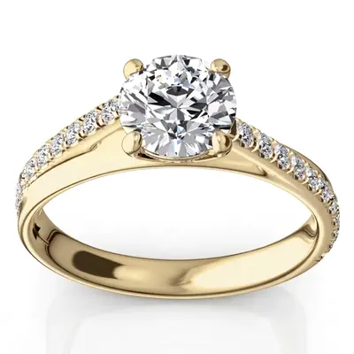 Micro Pave Set 4-Prong Center Diamond Engagement Ring (1/3 ct. tw.) alternate view
