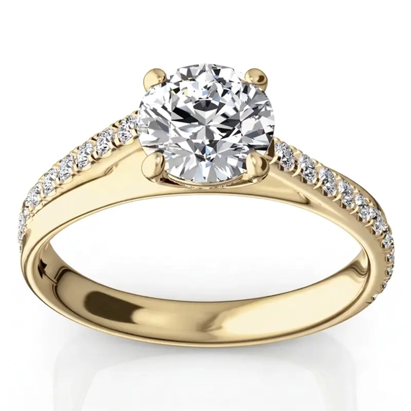 14K white gold Micro Pave Set 4-Prong Center Diamond Engagement Ring (1/3 ct. tw.) - alternate view 2