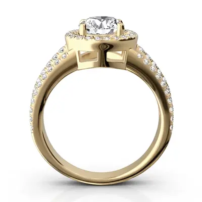 14K white gold Split Trio Shank Pave Set Halo Engagement Ring (3/4 ct. tw.) - alternate view 6 thumbnail