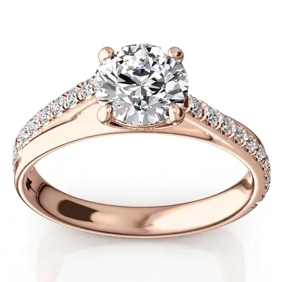 14K white gold Micro Pave Set 4-Prong Center Diamond Engagement Ring (1/3 ct. tw.) - alternate view 3 thumbnail