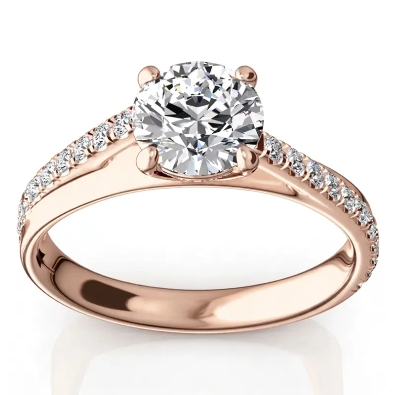 14K white gold Micro Pave Set 4-Prong Center Diamond Engagement Ring (1/3 ct. tw.) - alternate view 3