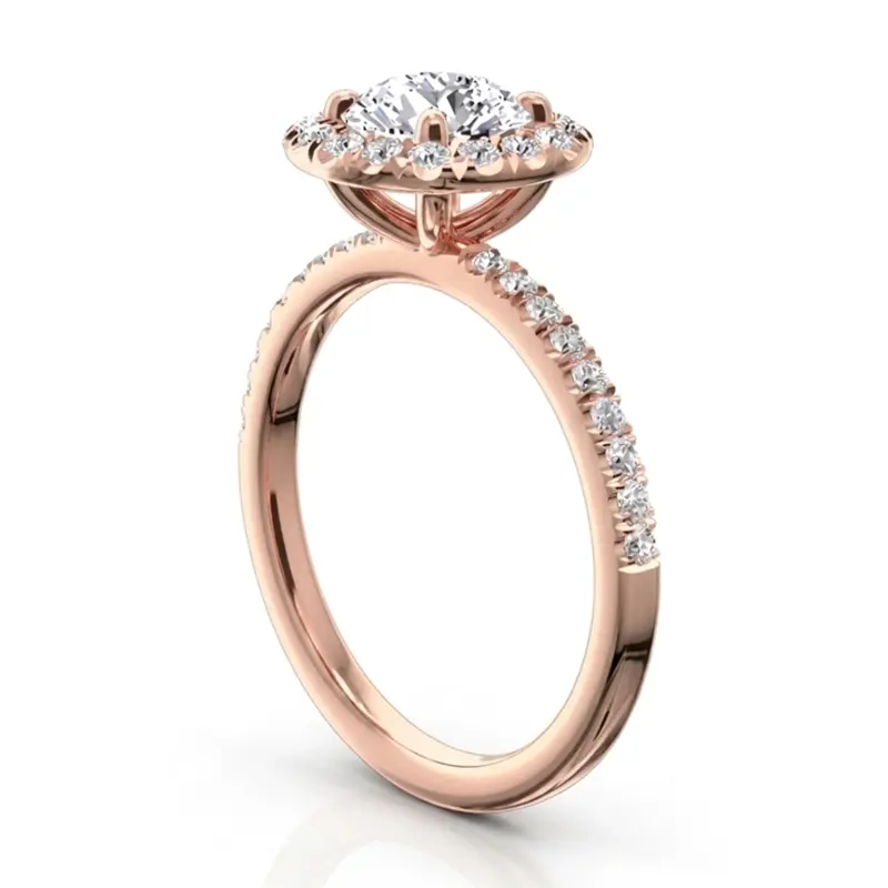 14K white gold Hand Forged Micro Pave Set Diamond Engagement Ring (1/2 ct. tw.) - alternate view 2