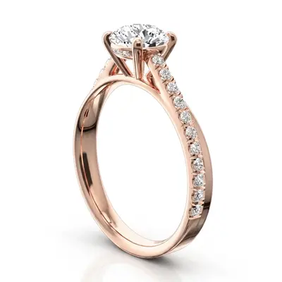 14K white gold Micro Pave Set 4-Prong Center Diamond Engagement Ring (1/3 ct. tw.) - alternate view 5 thumbnail