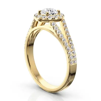 14K white gold Split Shank Halo Diamond Engagement Ring (1/2 ct. tw.) - alternate view 4 thumbnail