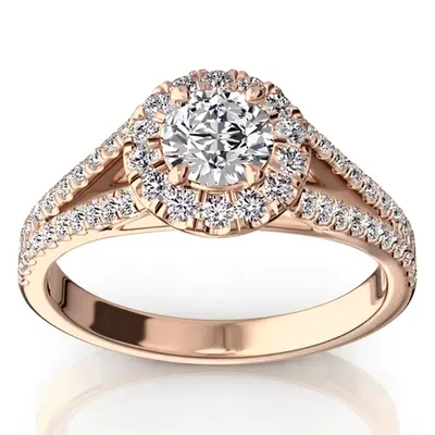 14K white gold Split Shank Halo Diamond Engagement Ring (1/2 ct. tw.) - alternate view 3 thumbnail