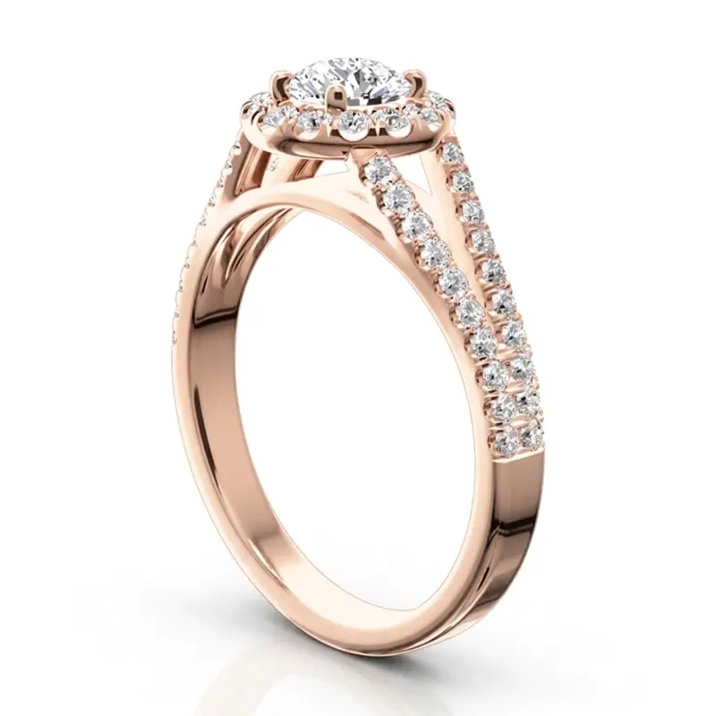 14K white gold Split Shank Halo Diamond Engagement Ring (1/2 ct. tw.) - alternate view 6