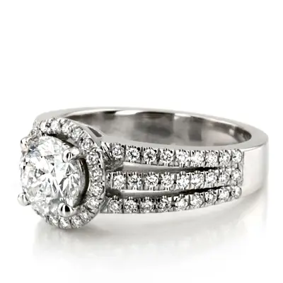 Split Trio Shank Pave Set Halo Engagement Ring (3/4 ct. tw.) alternate view