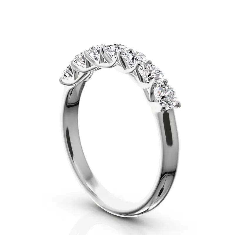 14K white gold Low-Set Trellis Setting 7-Stone Round Shank Anniversary Ring, 3/4 ct. tw. - main view