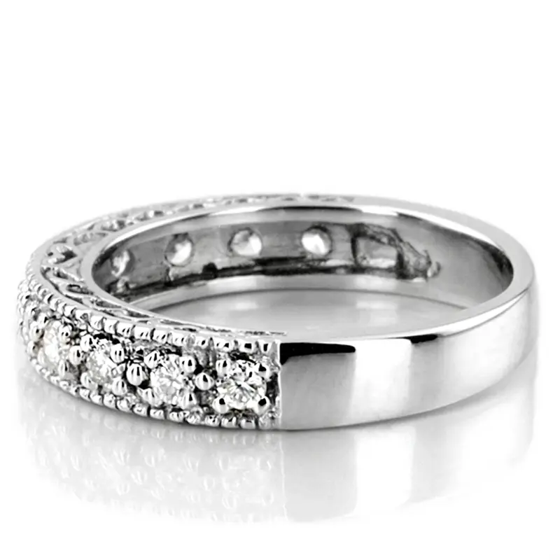 14K white gold Antique Filigree Round Diamond Wedding Band (1/3 ct. tw.) - alternate view 2