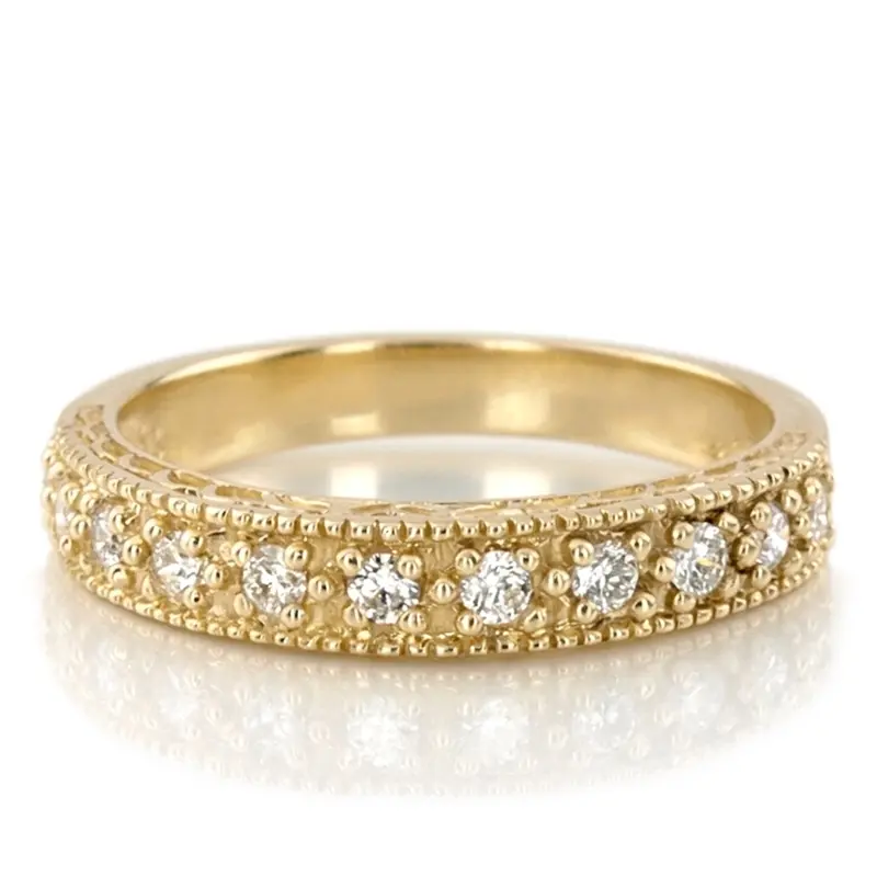 14K white gold Antique Filigree Round Diamond Wedding Band (1/3 ct. tw.) - alternate view 4
