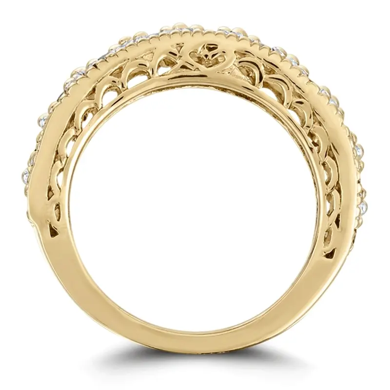 14K white gold Antique Filigree Round Diamond Wedding Band (1/3 ct. tw.) - main view